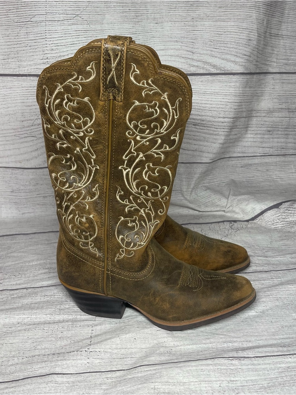 Twisted X Women’s 6 Brown Leather Fancy Stitched Round Toe Boots